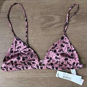 Fleur du Mal pink silk triangle bra